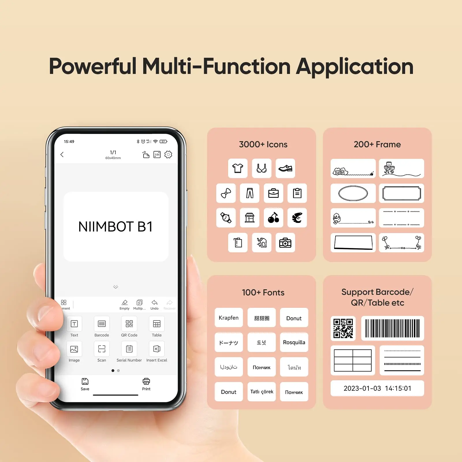 Niimbot B1 Mini Portable Thermal Self-adhesive Pocket Label Printer Inkless Wireless ink-free Sticker maker Mobile Android Paper