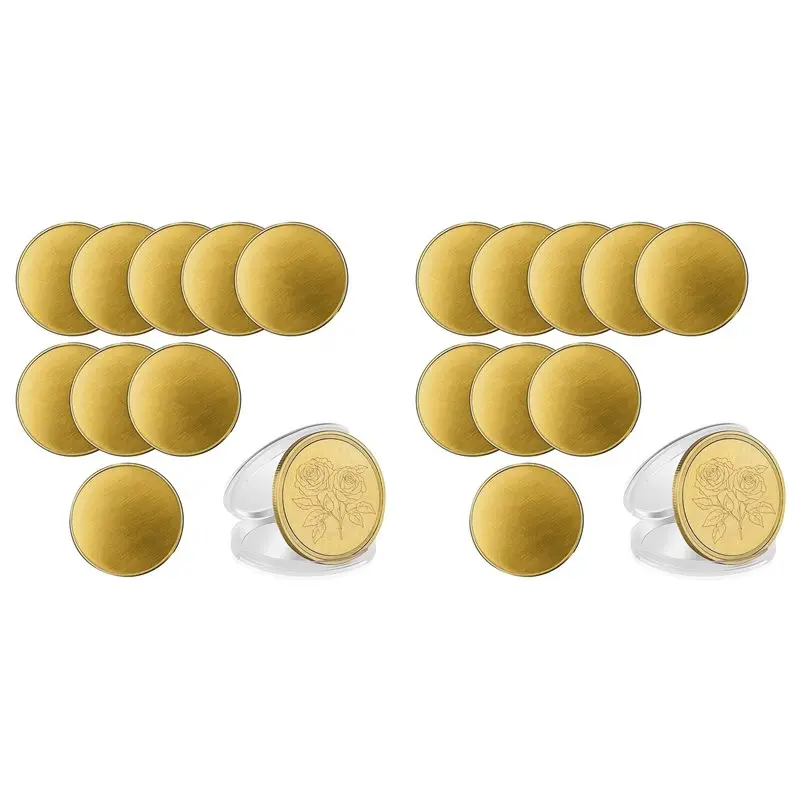 

【ELECTRONIC-ACCESSORIES】20 Pcs Brass Coins Blanks For Custom Challenge Coins, 40Mm With Threaded Edge, Acrylic Protection For En
