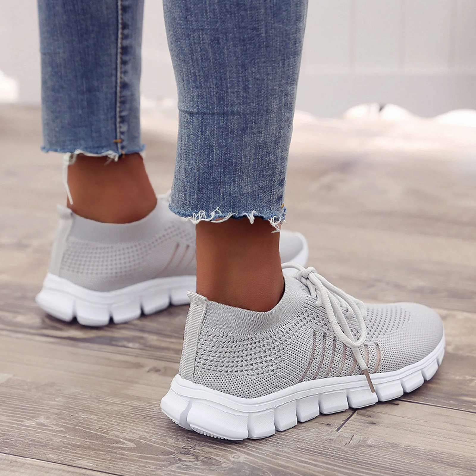 Fashion Women Sport Shoes Summer Classic Mesh Breathable Casual Lace-Up Runing Shoes Daily Matching Comfy Lightweight Shoes