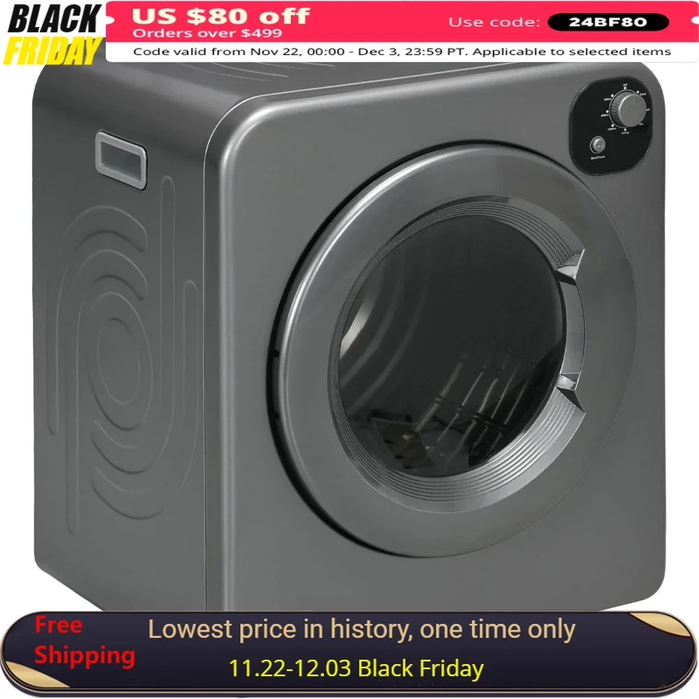 

Clothes Dryer With Intelligent Drying, 120V 3.2 Cu.ft Stainless Steel Drum, Front Load Electric Dryer, Portable Cloth Dryer