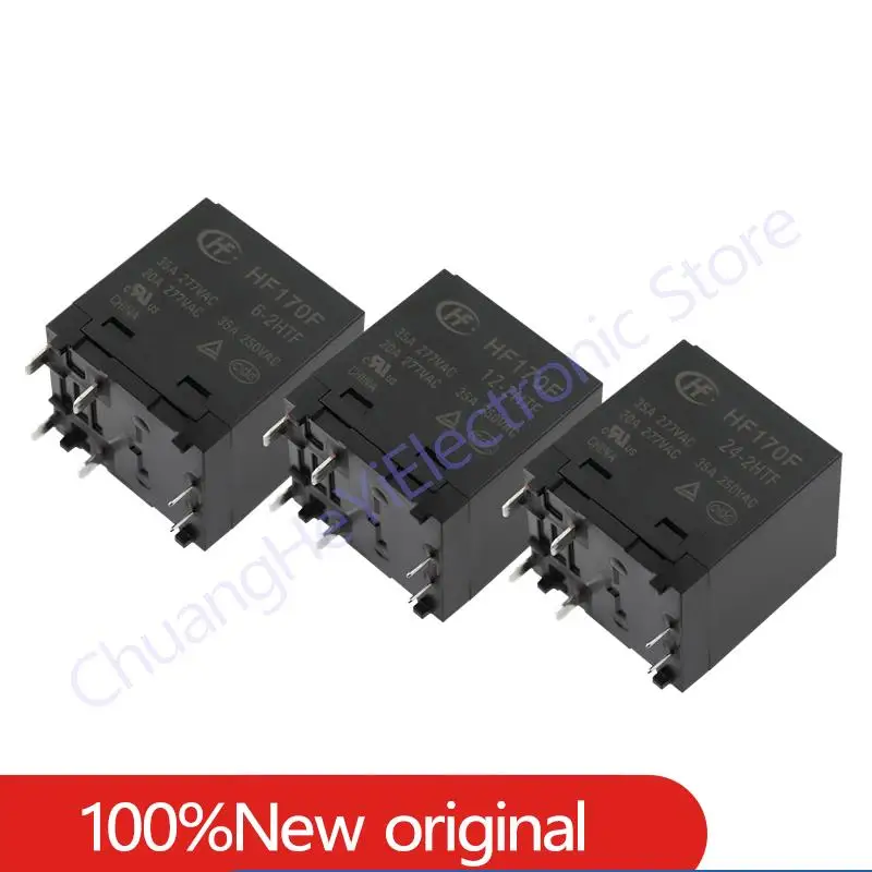 

2pcs HF relay HF170F 6-2HF 12-2HF 24-2HF 12V 24VSolar photovoltaic power inverter 35A 277VAC two groups normally open 6 pins