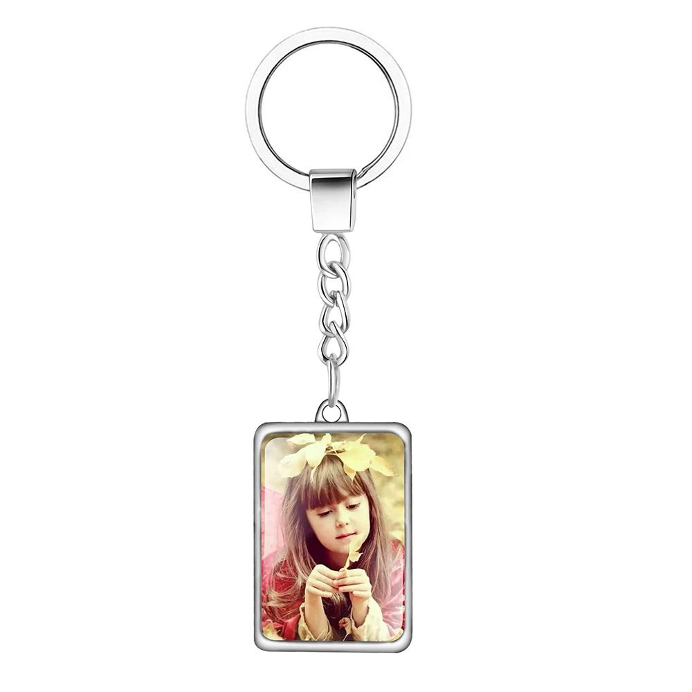 Personalized Double Sides Calendar keychain Custom Family Pet Baby Photo Square keychain Christmas Gifts Car Key Holder Chains