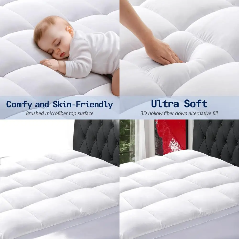 

Twin Size Extra Thick 8-21 Deep Pocket Soft Down Alternative Mattress Topper with Pillow Top Protector Cover (39x75 Inches, Whit