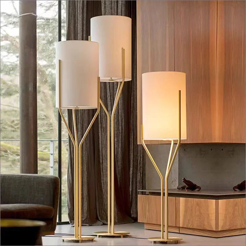 

Arborescence Floor Lamp Simple Led fabric lampshade Vertical Lamps for reading Creative vintage bedroom sofa Side Office Light