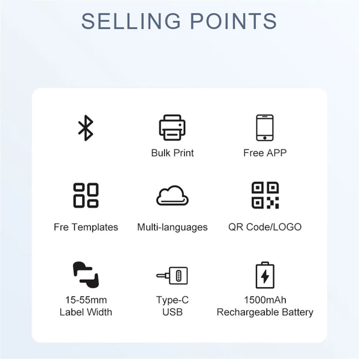 طابعة GOB-oP2 صغيرة مناسبة للمنزل والمكتب الملابس التجارية بطاقة السعر الباركود الحراري اللاسلكي