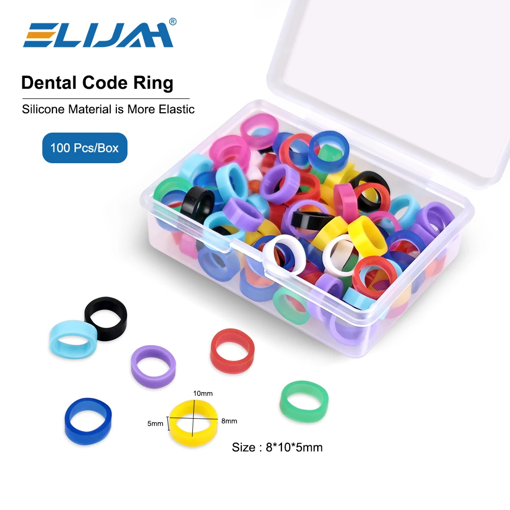 ELIJAH 100Pcs/Box Dental Large Size Color Code Ring Silicone Identification Circle Orthodontic Instrument Dentist Material Tools