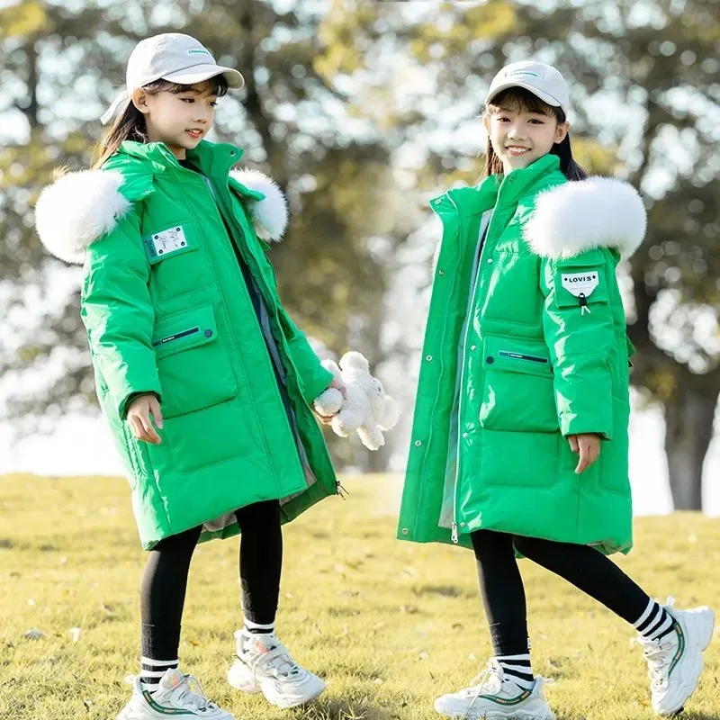 

Girls Winter Clothes 2025 Fur Hooded Thicken Thermal Teenage Girl Duck Down Jacket Coat 5-14 Years Kids Girl Down Jacket Outwear