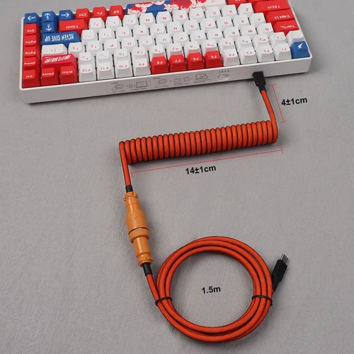 Imagen 2 del producto LANO-Cable en espiral para teclado mecánico doble USB C, conector de aviador GX16, interfaz de Cable tipo C, regalos para teclado de juego