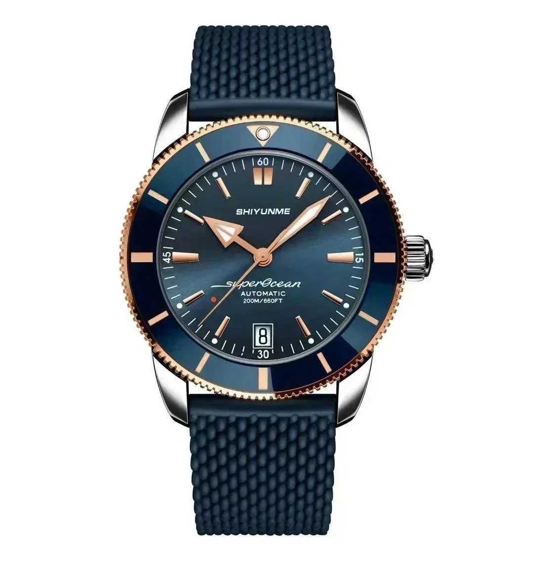 A333 Store B Sport automatisch mechanisch keramisch herenhorloge Super Ocean zwart blauw rubber roségouden mesh-band roestvrij staal