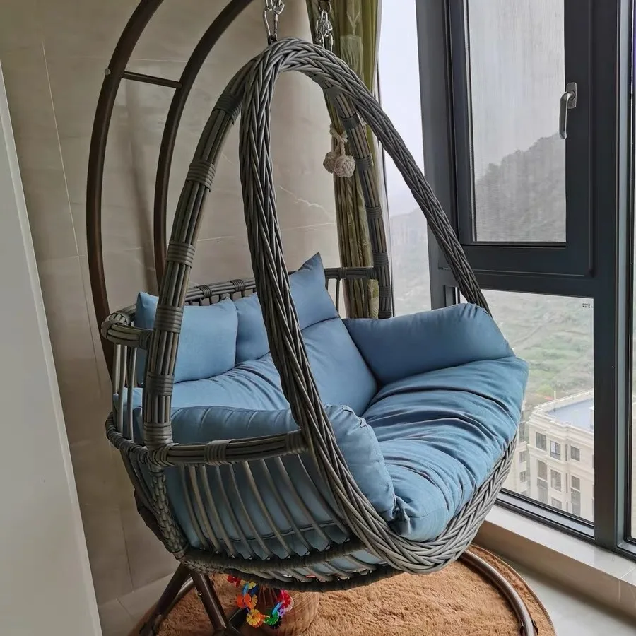Double Hanging Chair Indoor Hammock Hammock Rattan Chair Lazy Rocking Balcony Swing Cradle Chair Patio Household Chl