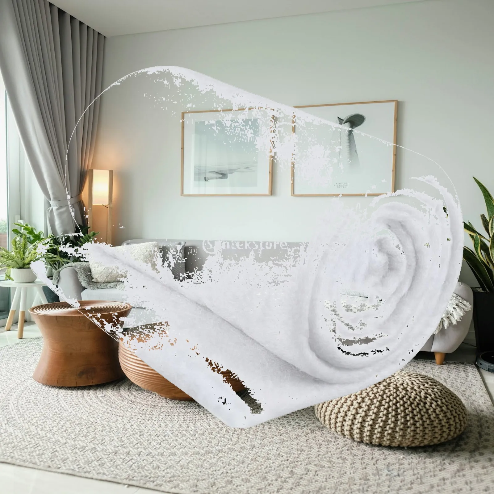 Snow Blanket with Roll Format Flexible Polyester Snow Blanket Soft Holiday Decor for Christmas Tree Base, Winter Wonderland