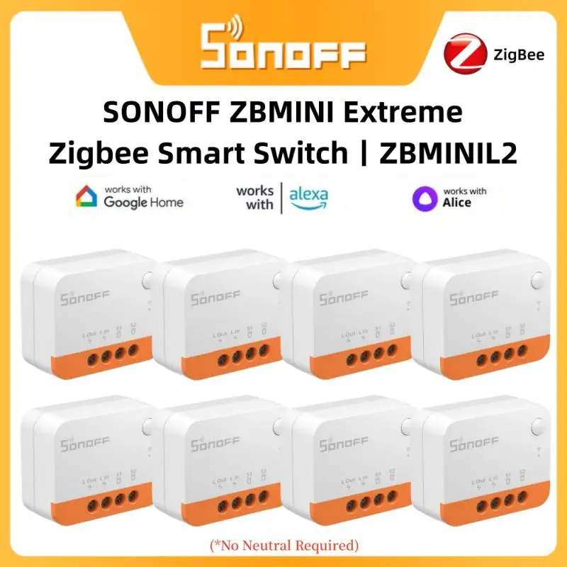 

SONOFF ZBMINIL2 Extreme Zigbee Smart Switch No Neutral Wire Required EWelink Remote Voice Control via Alexa Google Smartthings
