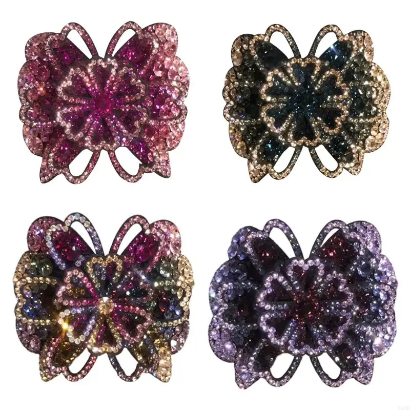 

340D Women Flower Hairpin Rhinestones Flower Hair Clip Crystal Flower Barrette Clip