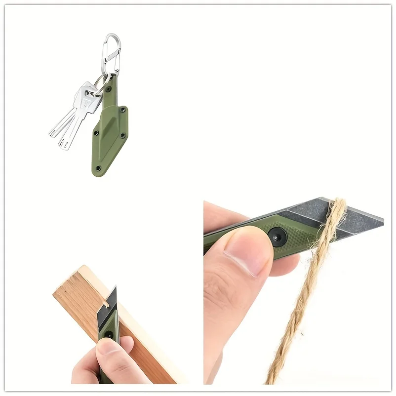 Outdoor Mini Straight Knife Portable Knife Key Necklace Pendant Art Knife Cutting Paper Knife Office Pencil Opening Knife Unpack