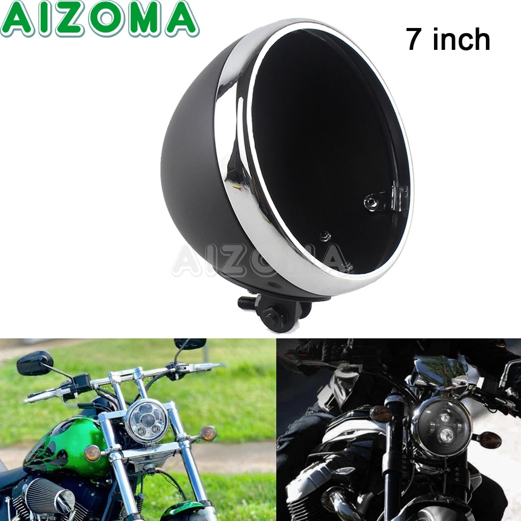 

Universal Motorcycle Retro Light Bucket 7inch Cafe Racer Headlamp Housing For Chopper Bobber Cruiser Custom Round Headlamp Shell