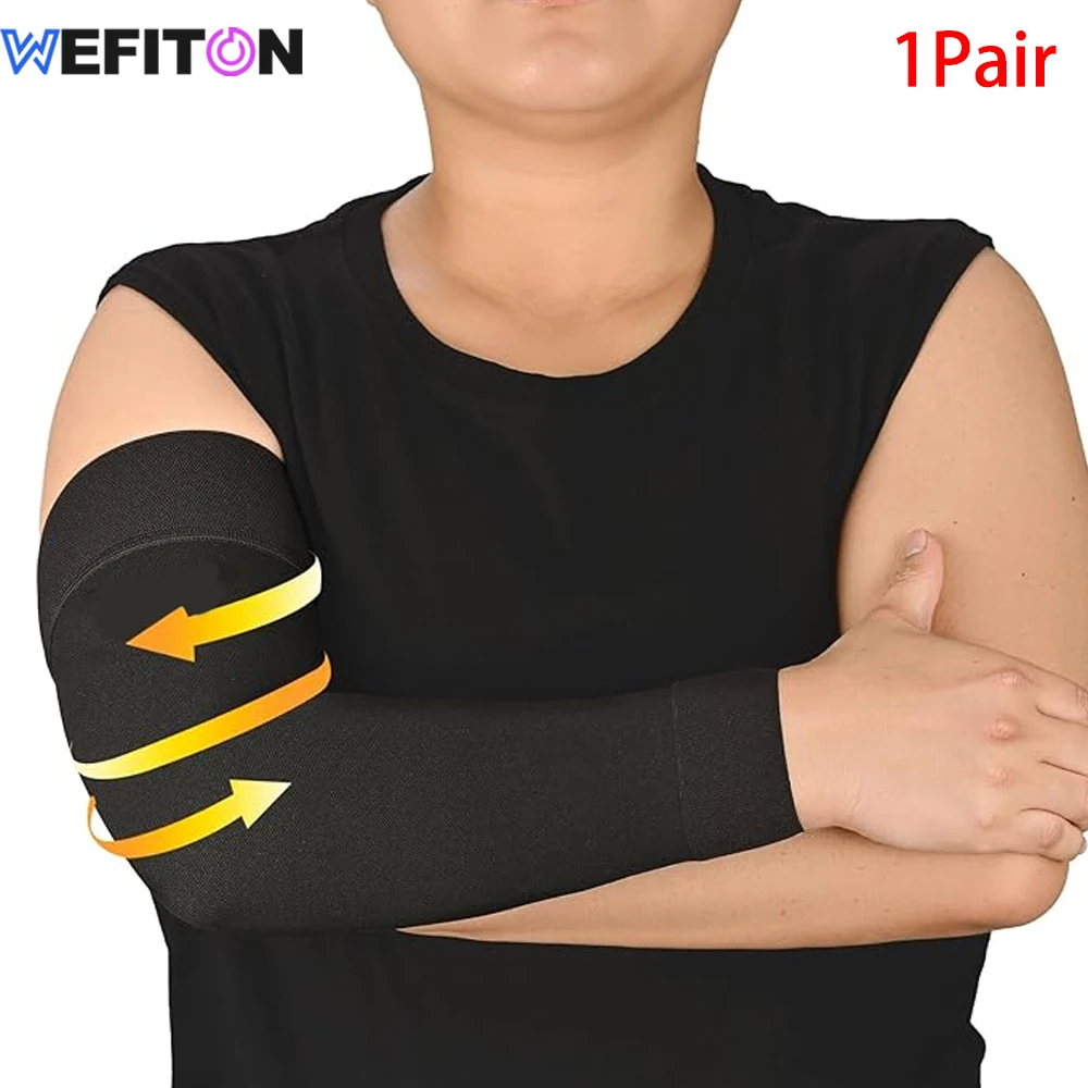1Pair Lymphedema Compression Arm Sleeve, 20-30 MMHg Full Arm Support, Graduated Compression Arm Brace for Swelling, Arthritis