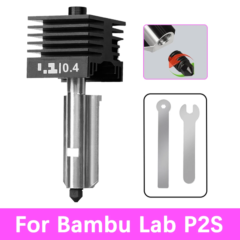 

Upgrade Hotend Kit For Bambu Lab P2S Print Head 0.2/0.4/0.6/0.8mm Hardened Steel Nozzle Hot End For Bamboo P2S 3D Printer Parts