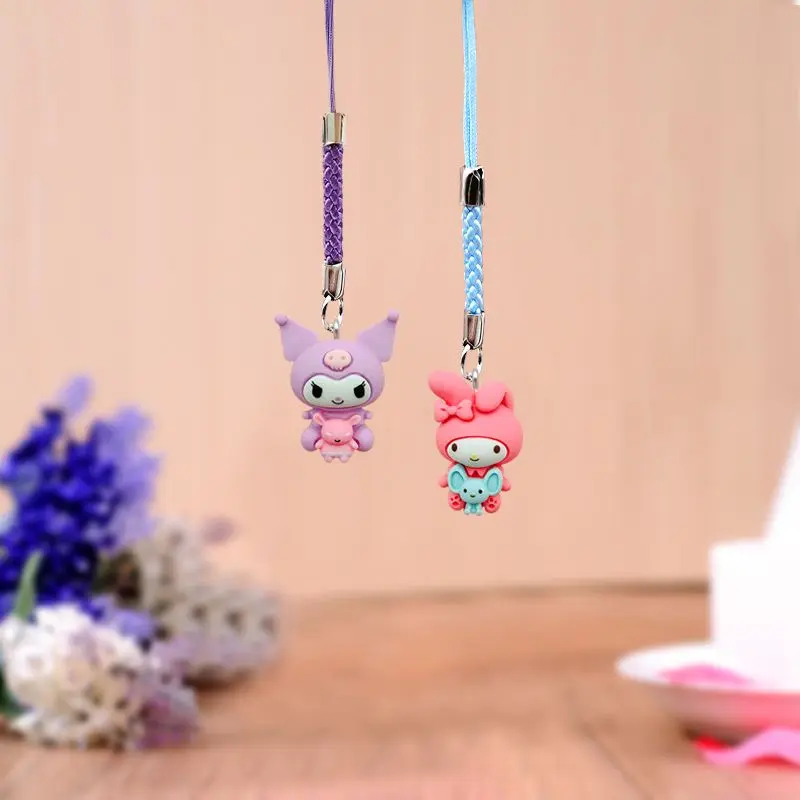 Sanrio Kuromi Mymelody Kuromi Purin Cinnamoroll Cartoon Anime Mobile Phone Pendant Jewelry Cute Lanyard Key Pendant Gift