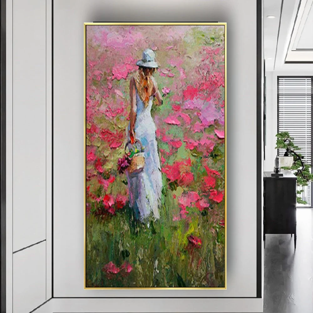 Spring Field Full Of Small Flowers Landscape Oil Painting Top Hand-Painted Canvas Picture Knife Art For Home Decor Poster Living