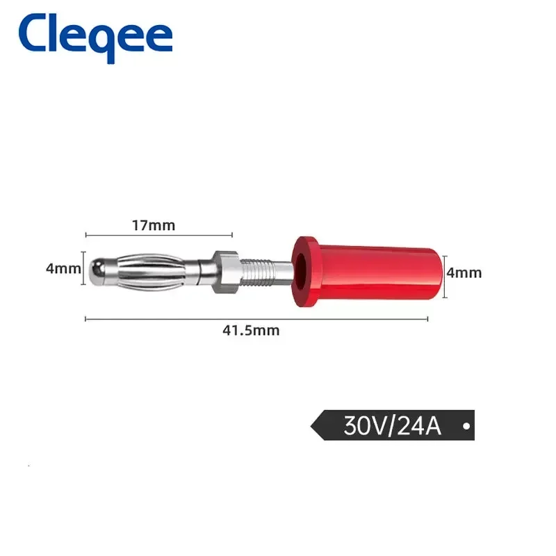 Cleqee 10pcs P3001P 4mm Copper Banana Plug Stackable Jack Welded Type for Speaker Test Probes Connectors