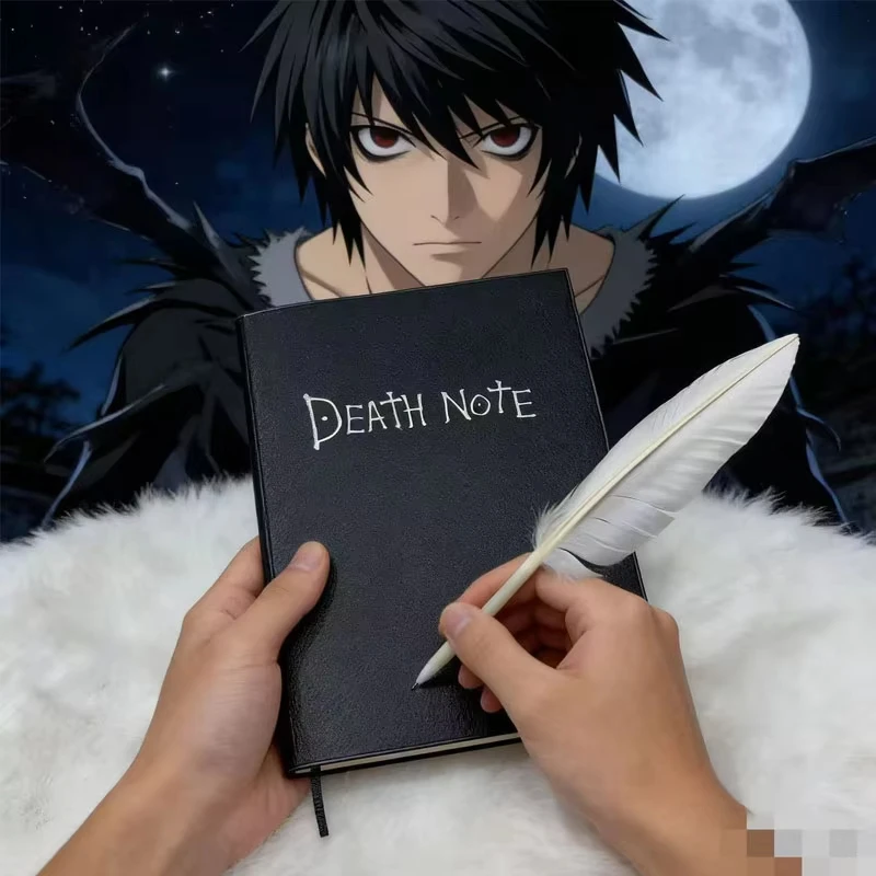 Death Note Cosplay Notebook, Anime Replica, Black Diary with L Pendant, Fan Collectible, Fun Gift for Friends