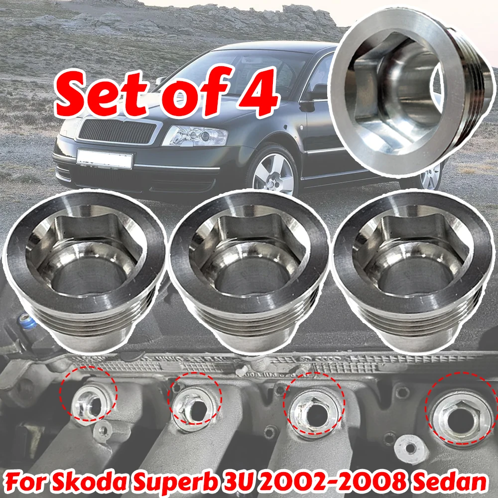 

4X Fuel Injector Insert Set For Skoda Superb 3U 2002-2008 Sedan New Upgrade Aluminum Cup Seat 06B133555D Car Replacement Parts