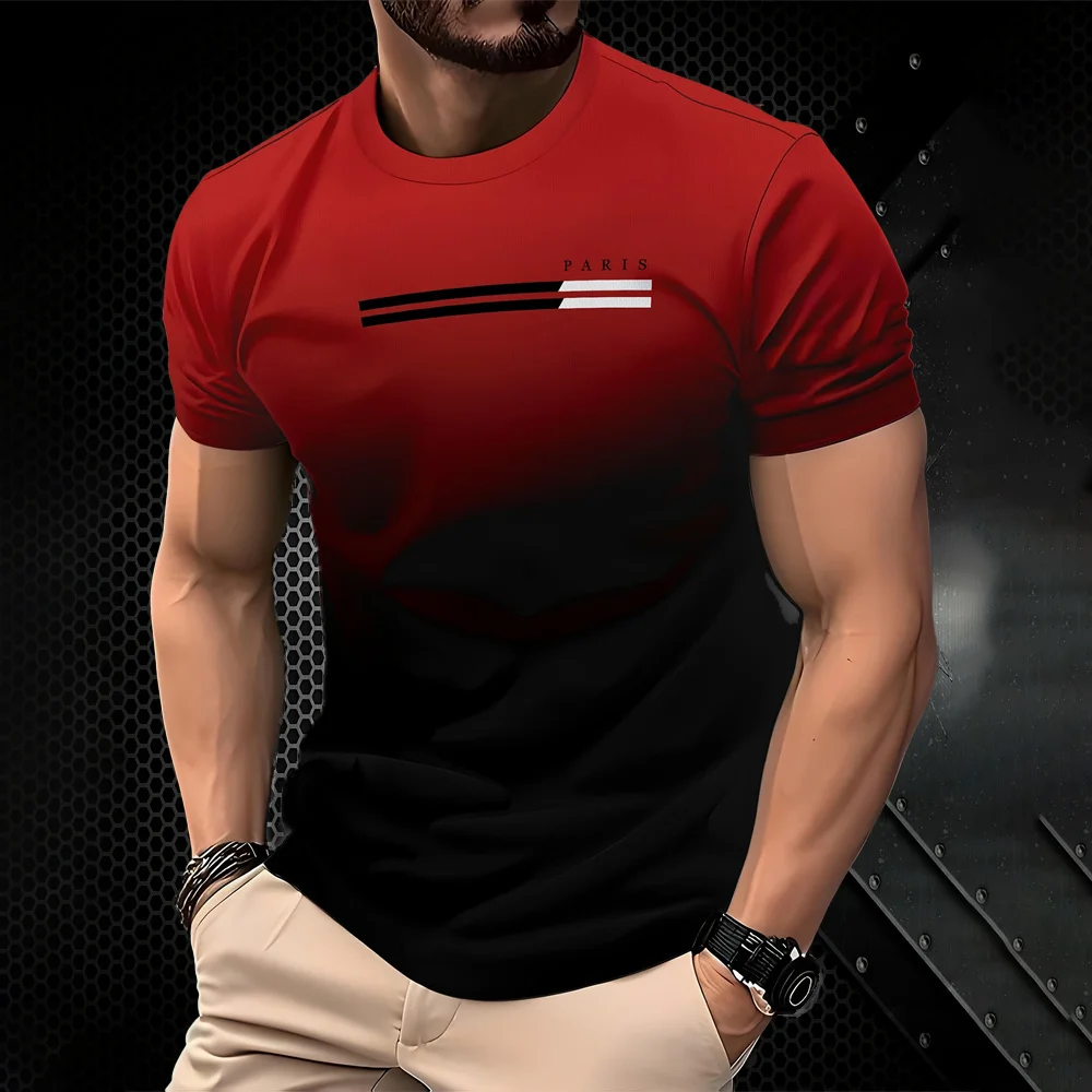 

Summer Quick-Drying Gradient T Shirt Men O-Neck Short Sleeve Tee Casual Loose Gradient Graphic T Shirts Fashion T-Shirts for Men