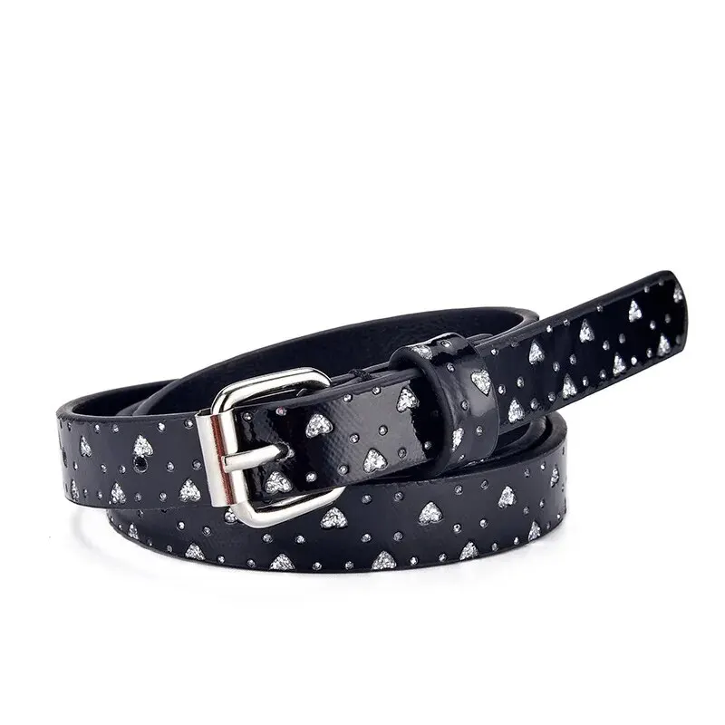 1pc nieuwe kinderriem mode glitter dunne riem casual trend jeugdriem basisschool jongens en meisjes riemen jeans korte riem