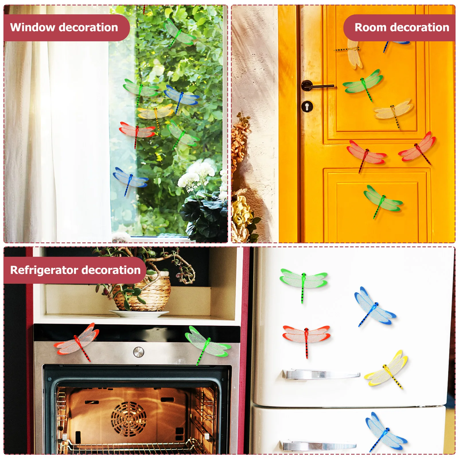 

8Pcs Decorative Fridge Magnets 3D Dragonfly Style Hold Magnets for Refrigerator Magnetic Board Smooth Finish No Burrs