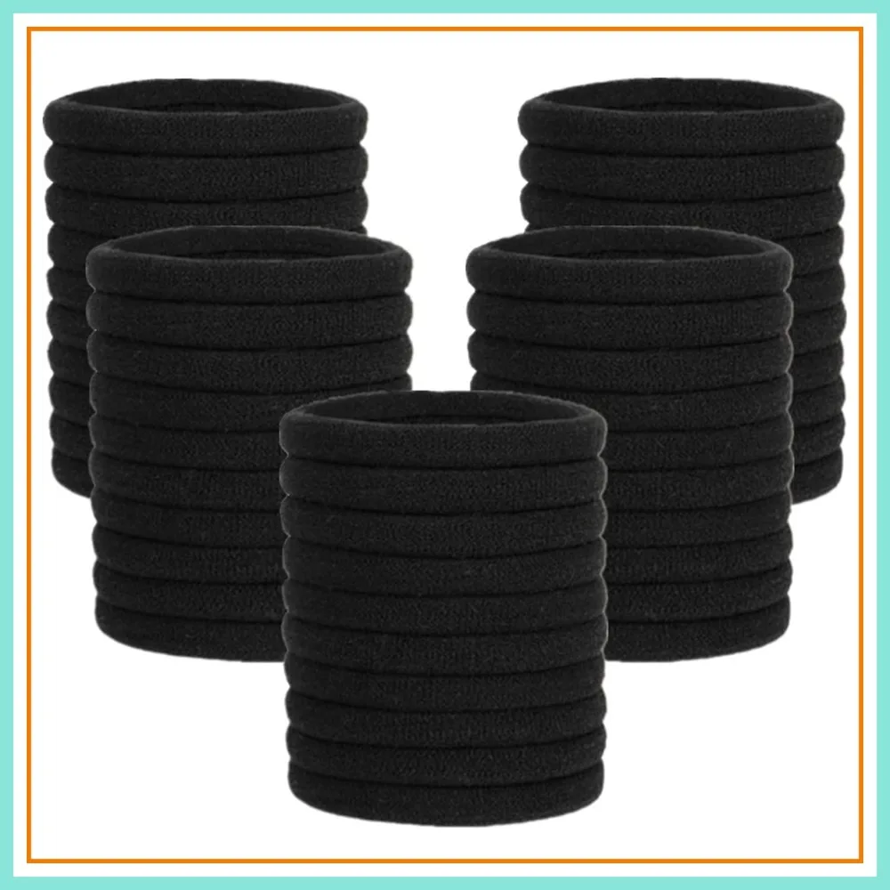 

100 Pcs Thick Seamless Elastic Hair Ties, Soft Ponytail Holders Hair Accessories for Women, Black