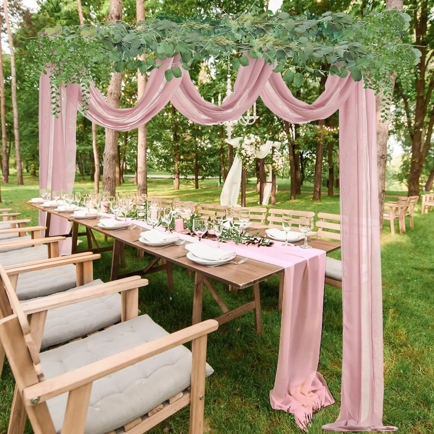 Chiffon Wedding Arch Draping Fabric 300*75CM Wedding Arch Drapes Sheer Backdrop Curtain for Wedding Ceremony Party Ceiling Decor