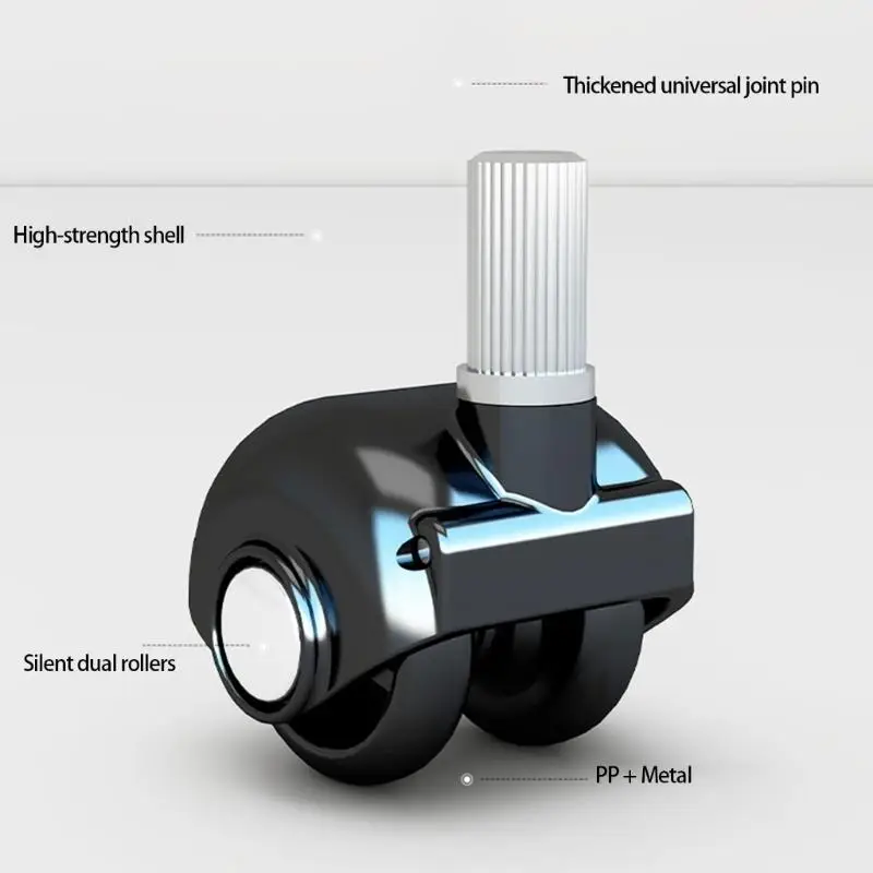 Permanent PRESENTATION Turn Casters For Office Chairs Standard Disks Quiet Rolling Strong Easy Assembly