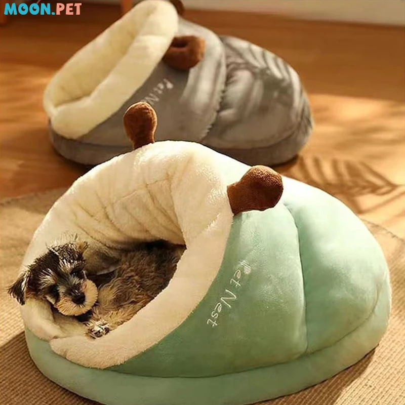 Pet Kennel Dog Cat House Semi-enclosed Winter Warm Thickened Slippers Cats Cushion Sleeping Bag Soft Washable Pet Supplies