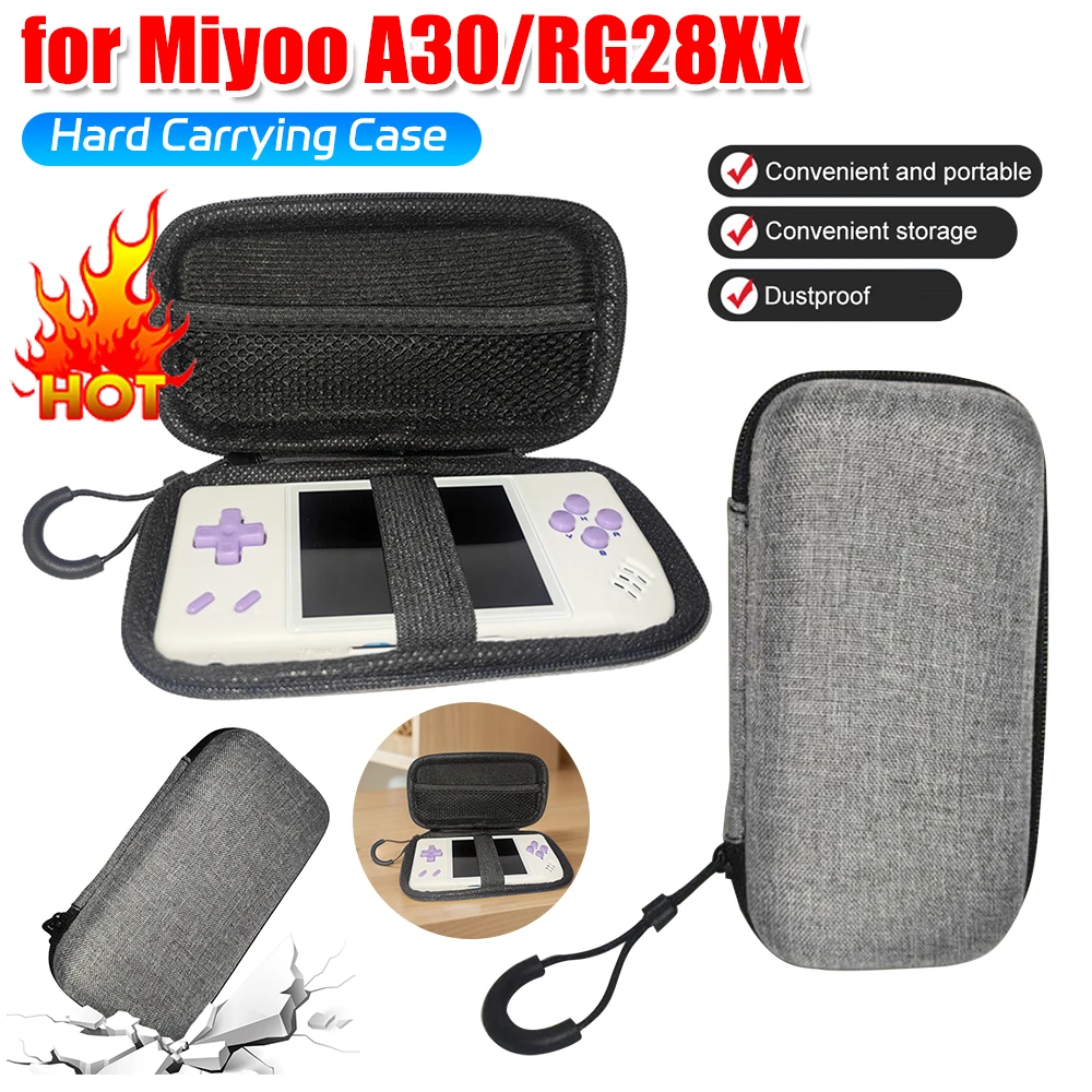 EVA Hard Carrying Case Shockproof Travel Carry Bag Anti-scratch with Hand Rope for Miyoo A30/RG28XX Retro Handheld Game Console