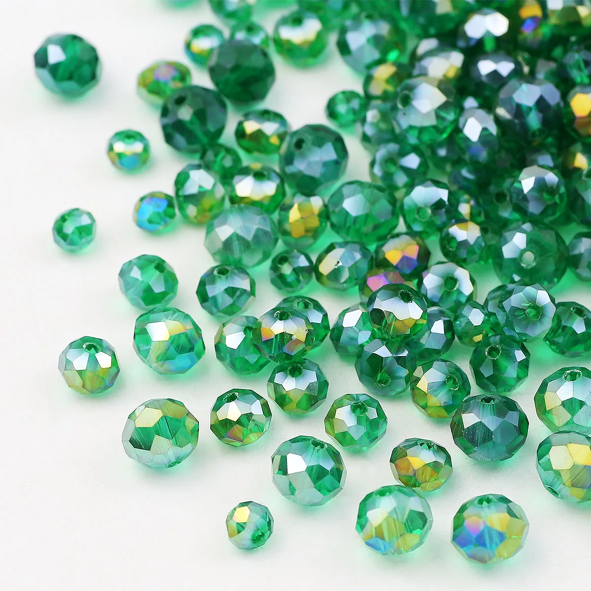 Faceted Flat Round Peacock green AB Color Austrian Crystal Loose Spacers Beads For Jewelry Making DIY Charms Accessories 2-10mm