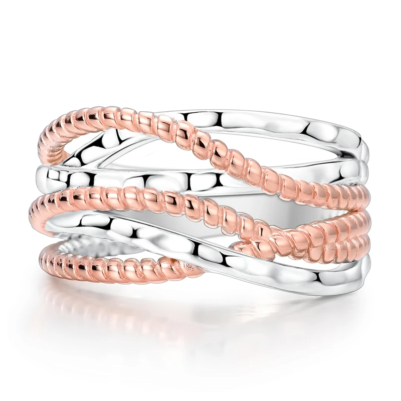 

Original 925 Sterling Silver Sparkling Rope Wrapped Ring For Women Girls Jewelry Birthday Anniversary Gifts