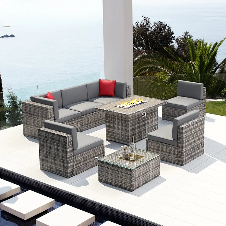 Home and garden furniture L shape outdoor leisure poly rattan sofa set