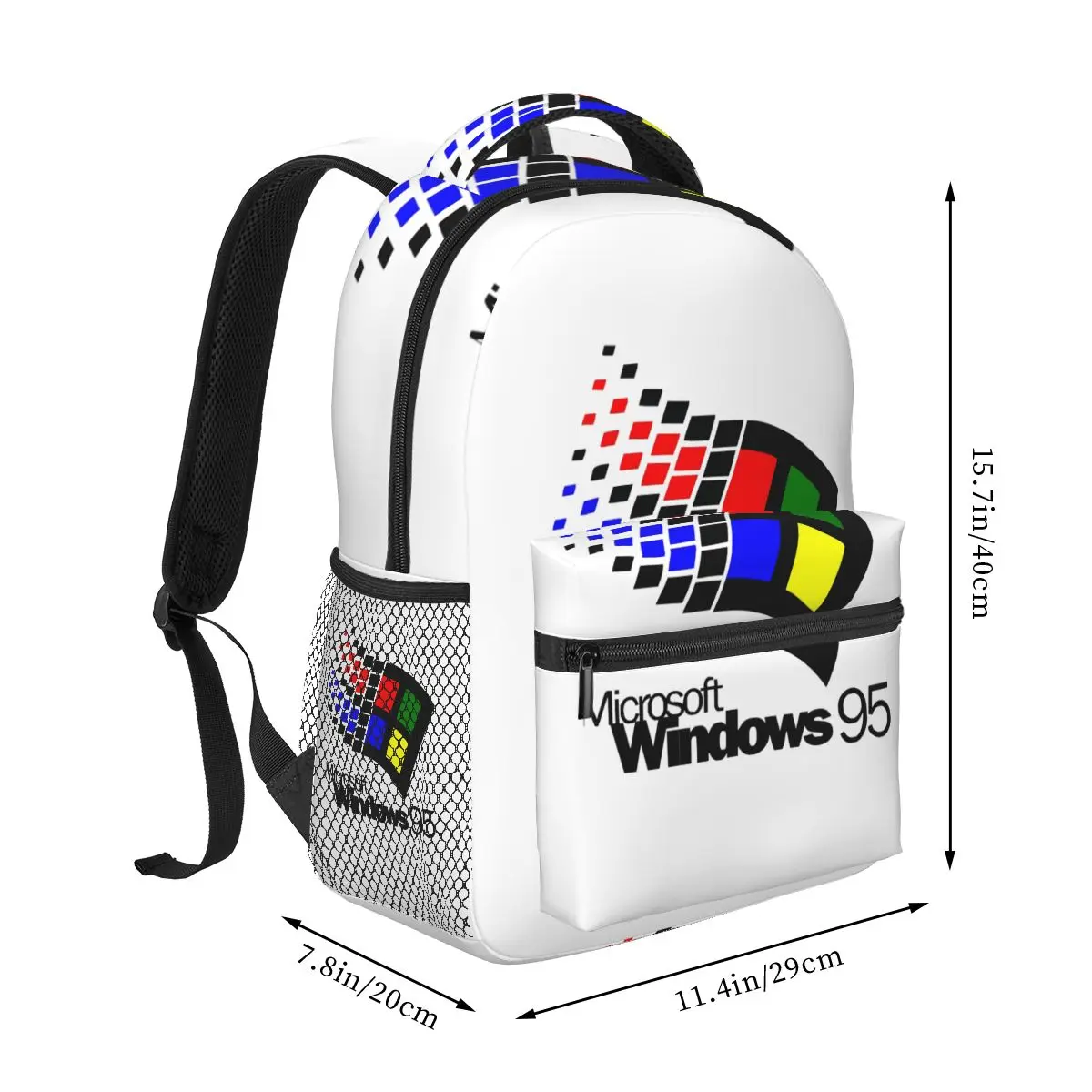 Windows 95 Geeks Nerd Mesh Backpacks Boys Girls Bookbag Students School Bags Cartoon Laptop Rucksack Shoulder Bag Large Capacity