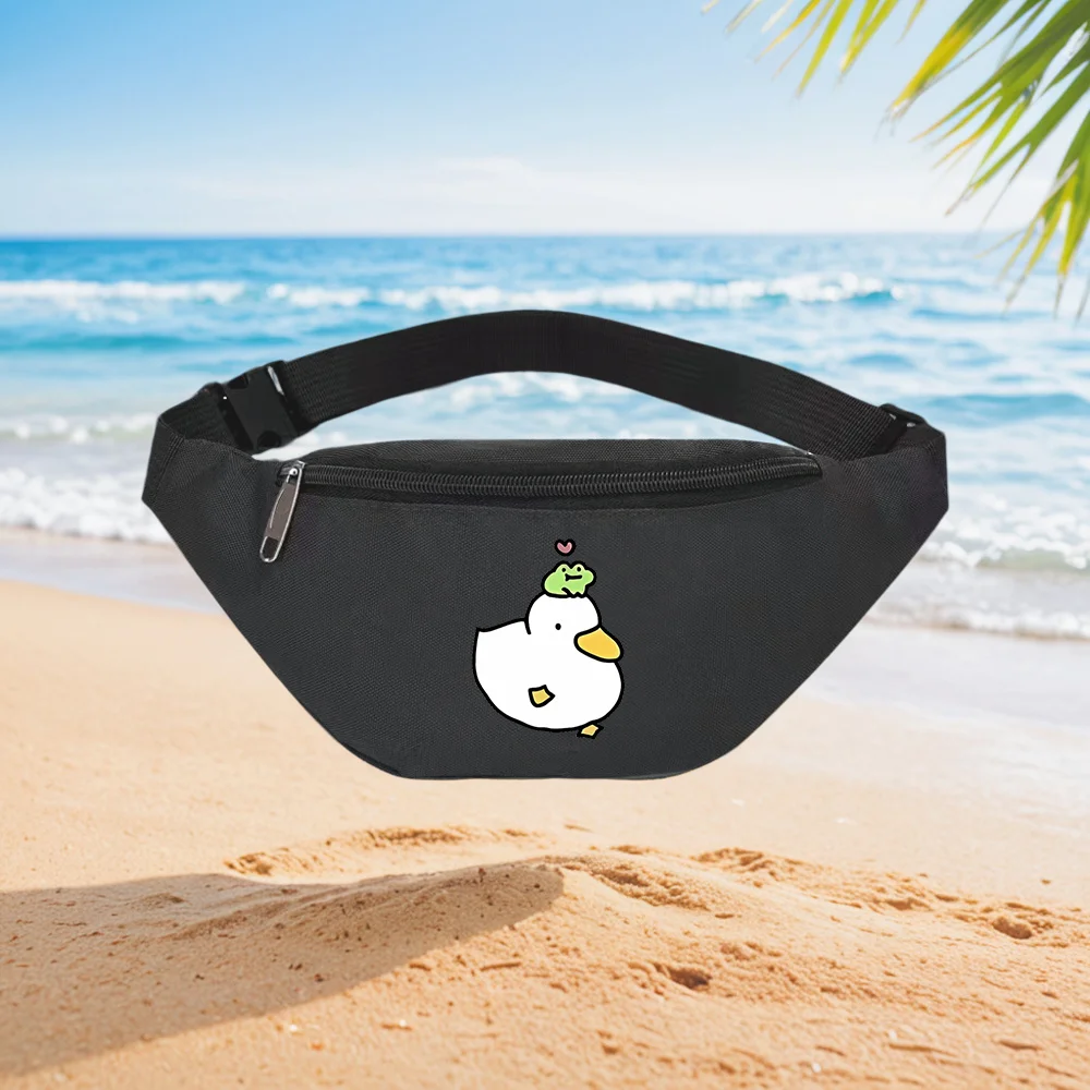 

Cute Duck and Frog Design Waist Backpack Crossbody Chest Bag Street Casual Sporty Fashionable Simple Unique Printed Design
