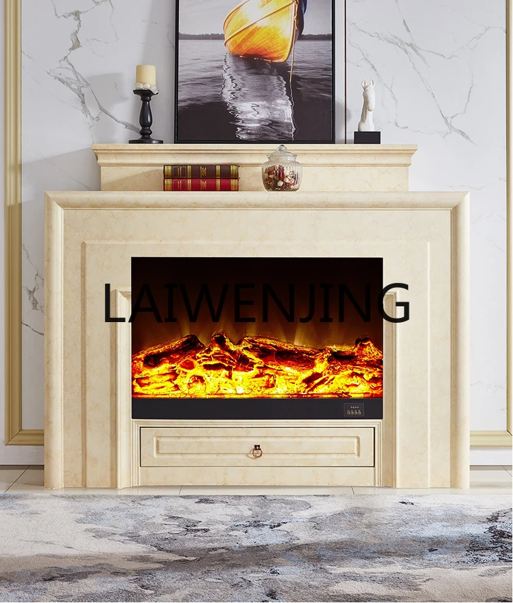 1.5 M American Fireplace Simulation Flame Household Minimalist Imitation Marble Electric Fireplace Curio Cabinet