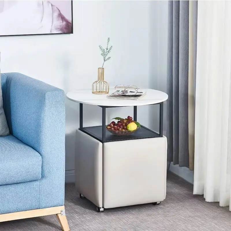 Rock board multifunctional Rubik's cube stool, tea table, small stool, movable, light luxury small table, tea table, sofa edge