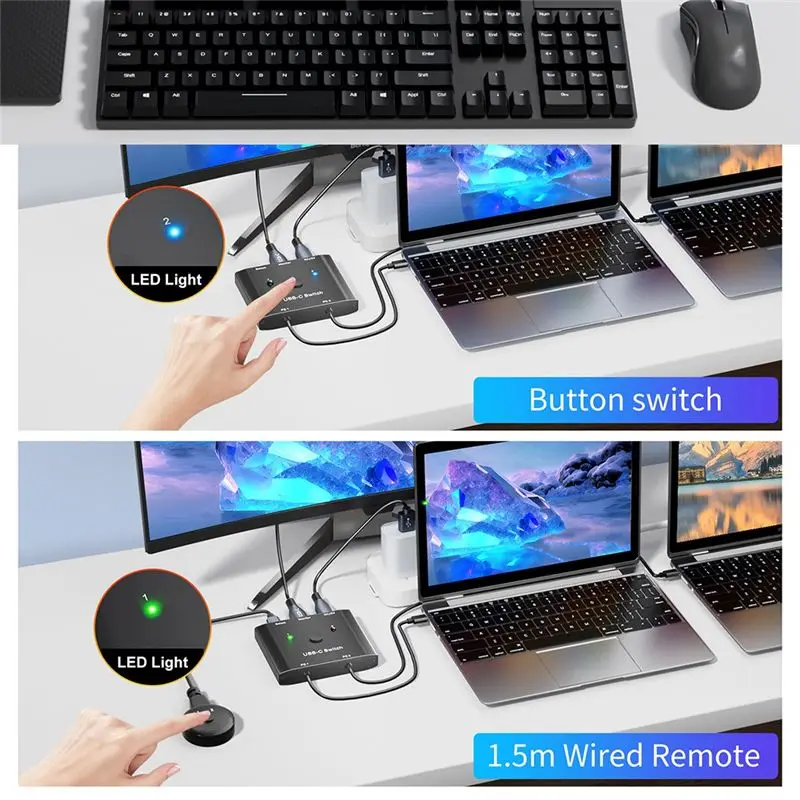 B04C-8K USB C KVM Switch 8K 60Hz KVM Switch 8K@30Hz 4K@120Hz PD 100W 10Gbps Data Transmission
