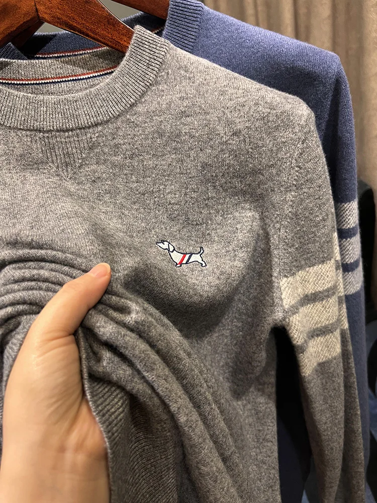 

Soft Pure Color Men's Knitted Wool Sweater round Ne Faion Urban Sle Thiened Long Sve Winter Season BALMIE Brand