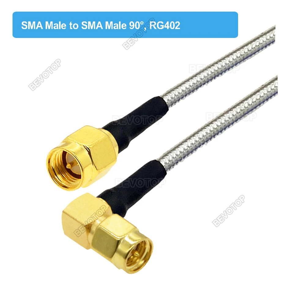 BEVOTOP SMA Male To SMA Male 90° Connetor RF Coaxial Cable RG402 Semi Flexible Cable 0.141