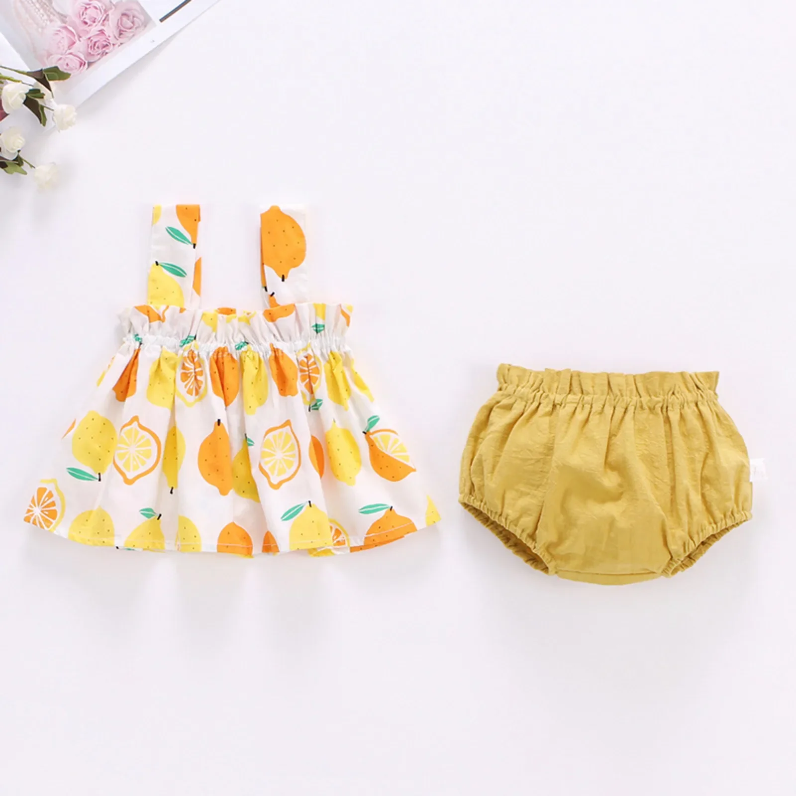 2Pcs/Set Newborn Baby Clothes For Girls Summer Thin Cute Print Mini Dress and PP Shorts Set Infant Baby Clothing Outfit 3 6 18M