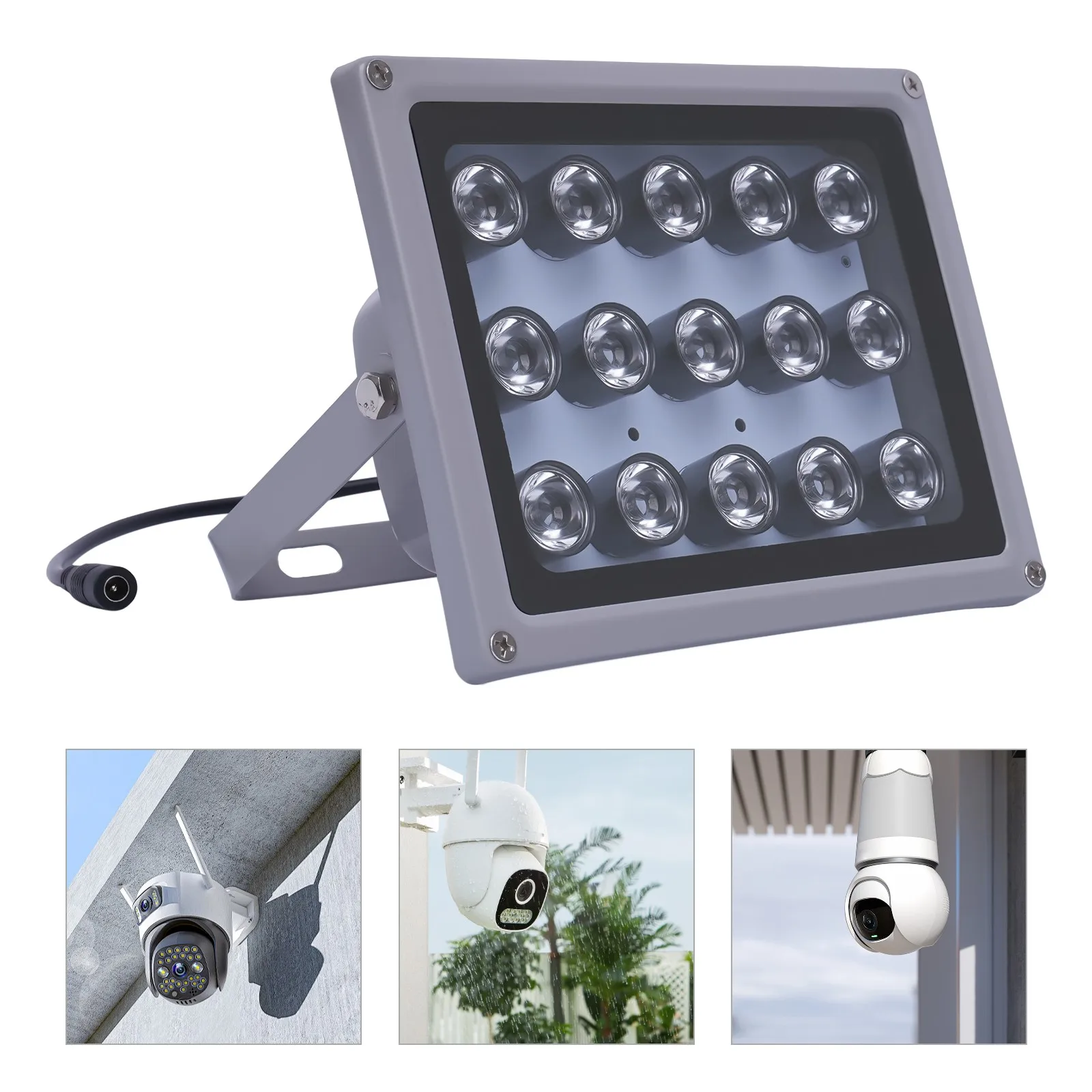Iluminador IR BYMAOCAR de 100m de Distancia, 15 LED, Luz Infrarroja, Luz de Relleno para Cámaras de Seguridad, para Hogar, Parque, Carretera, Hotel, Centro Comercial