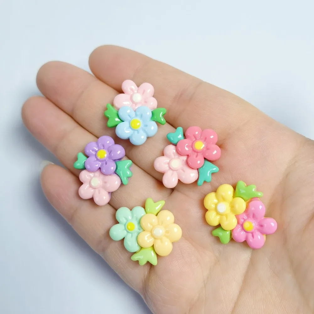 Shiny Leaves Flower Series Resin Flatback Cabochons For Hairpin Scrapbooking DIY Jewelry Craft Decoration Accessories