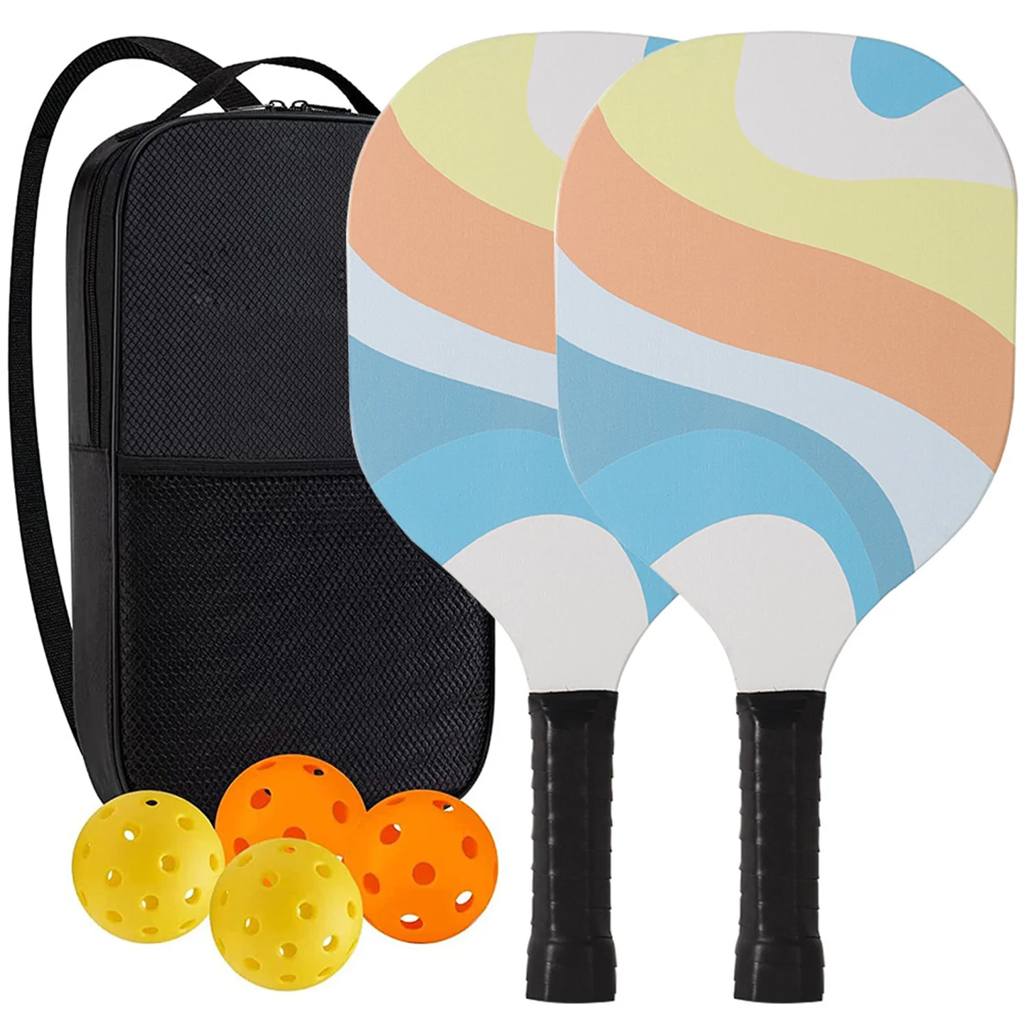 2 pagaie e 4 palline Set PP a nido d'ape in fibra di carbonio aramide Pickleball Paddle Holiday Family Outdoor Sports Squash Ball racchetta