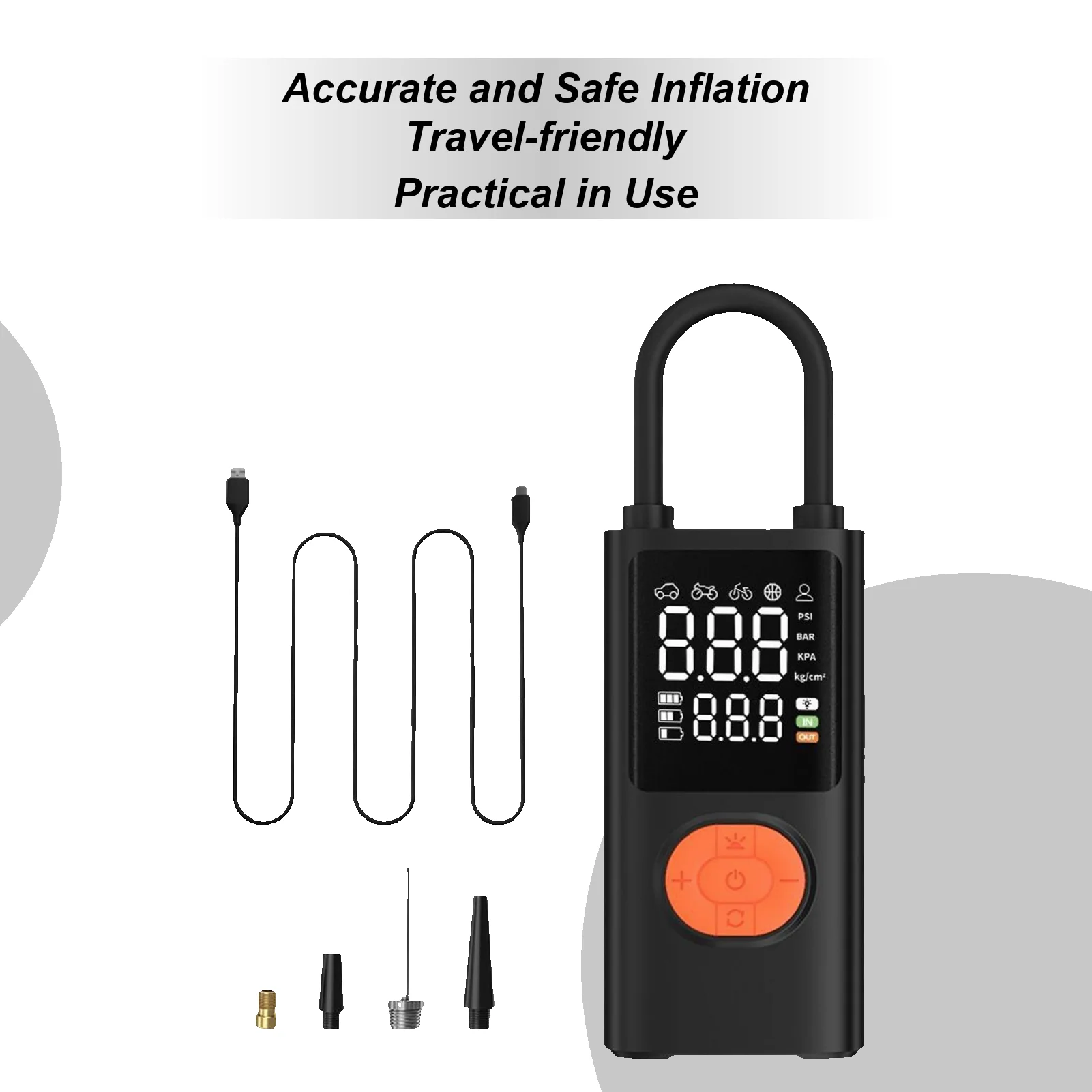 

Car Tire Inflator Smart Air Pump Tire Inflator With Digital Pressure Gauge Rechargeable Light For Truck Repair Motorcycle Bike