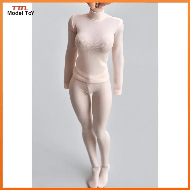 Bodysuit de manga comprida de gola alta para soldado feminino, brinquedos action figures, suéter, blusa, modelo de roupa, escala 1:6, sete cores, 12"